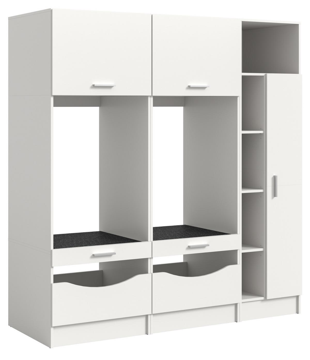 WASCHMASCHINENSCHRANK weiß Set 3-teilig, Waschmaschinenumbau 182 cm mit viel Stauraum - Silberfarben/Weiß, Glas/Holzwerkstoff (182/195/68cm) - Inn.Furn