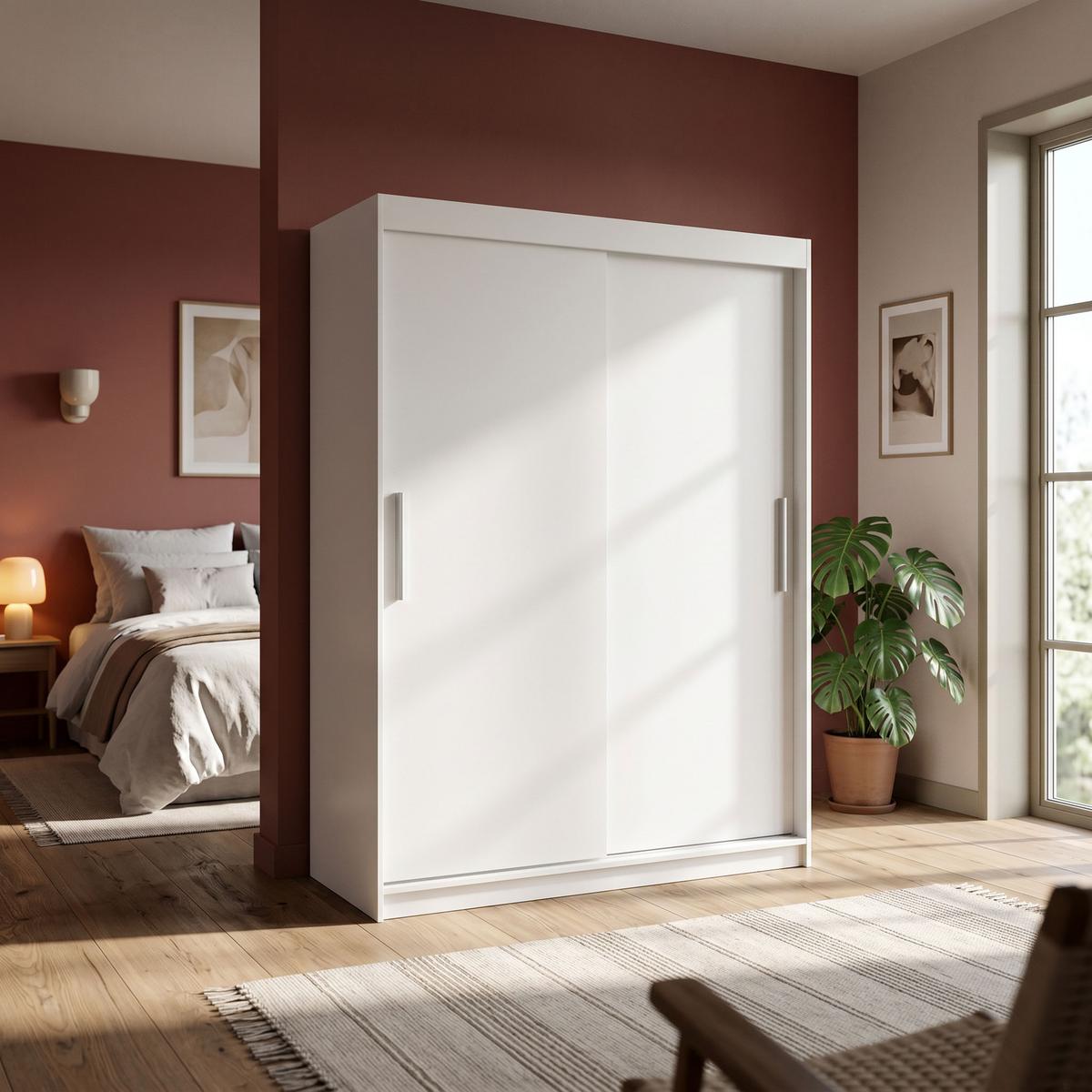 SCHWEBETÜRENSCHRANK VIVA 200/215,5/59cm 2-türig Weiß - Weiß, Holzwerkstoff (200/215.5/59cm) - MASSENO