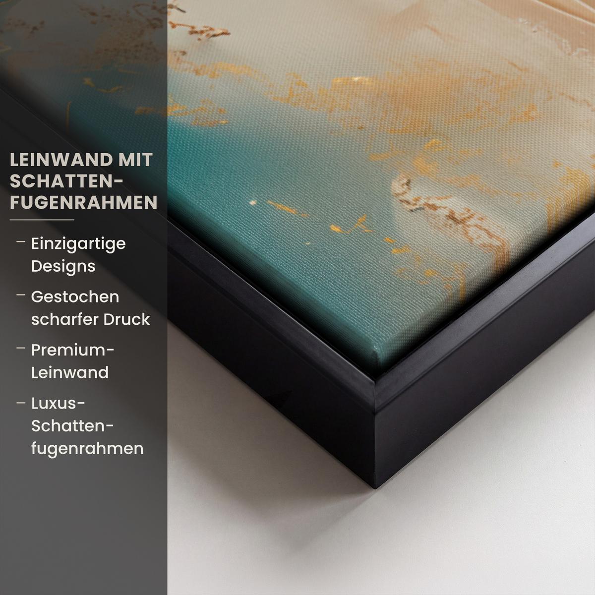 LEINWAND Bilder mit Rahmen - Frau - Porträt - Gold - Luxus - Blau - 60x40 - Türkis, Textil (60/40cm) - MuchoWow