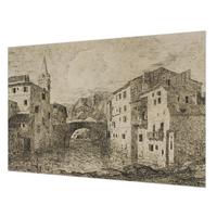 FOTOTAPETE 104x70 cm - Stadtpanorama - Blau, Textil (104/70cm) - Wallfluent