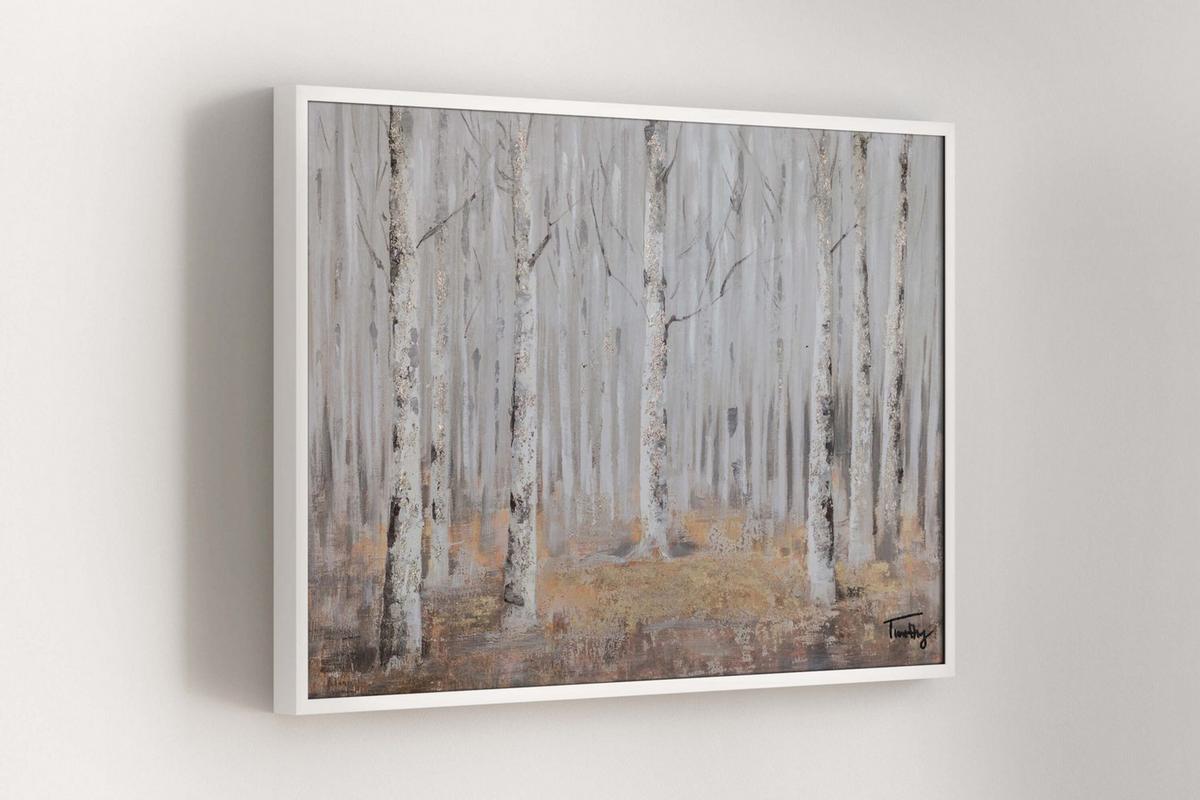 ACRYLBILD HANDGEMALT 90/60 cm - Weiß/Braun, Holz/Textil (90/60cm) - KUNSTLOFT