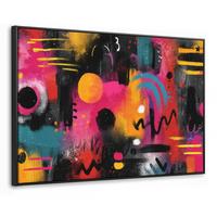LEINWAND Bilder mit Rahmen - Farbflächen - Formen - Bunt - Abstrakt - 150x100 - Pink, Textil (150/100cm) - MuchoWow