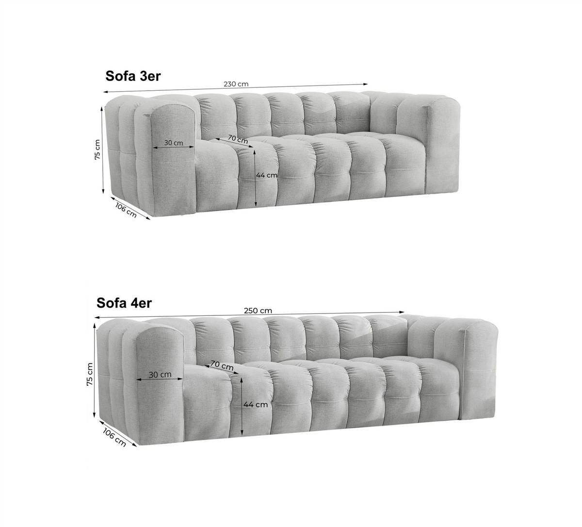 SOFASET Solvie 3-4 In Tiffani - Grün, Holzwerkstoff/Textil (250/75/106cm) - Fun Möbel