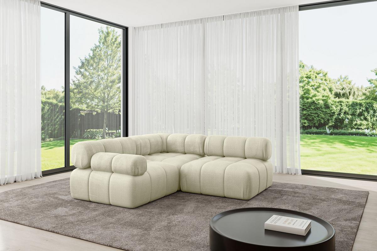 ECKSOFA modulares Sofa Mende-L1 - 190x190x70 cm Beige Velours - Beige, Holzwerkstoff/Textil (190/190cm) - ALTDECOR