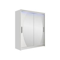 SCHWEBETÜRENSCHRANK Westa VIII, mit RGB LED Beleuchtung - Silberfarben/Weiß, Holzwerkstoff/Metall (150/200/58cm) - MIRJAN24