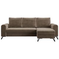 ECKSOFA Axel Velvet Braun - Schwarz/Braun, Textil/Metall (242/140cm) - MKS