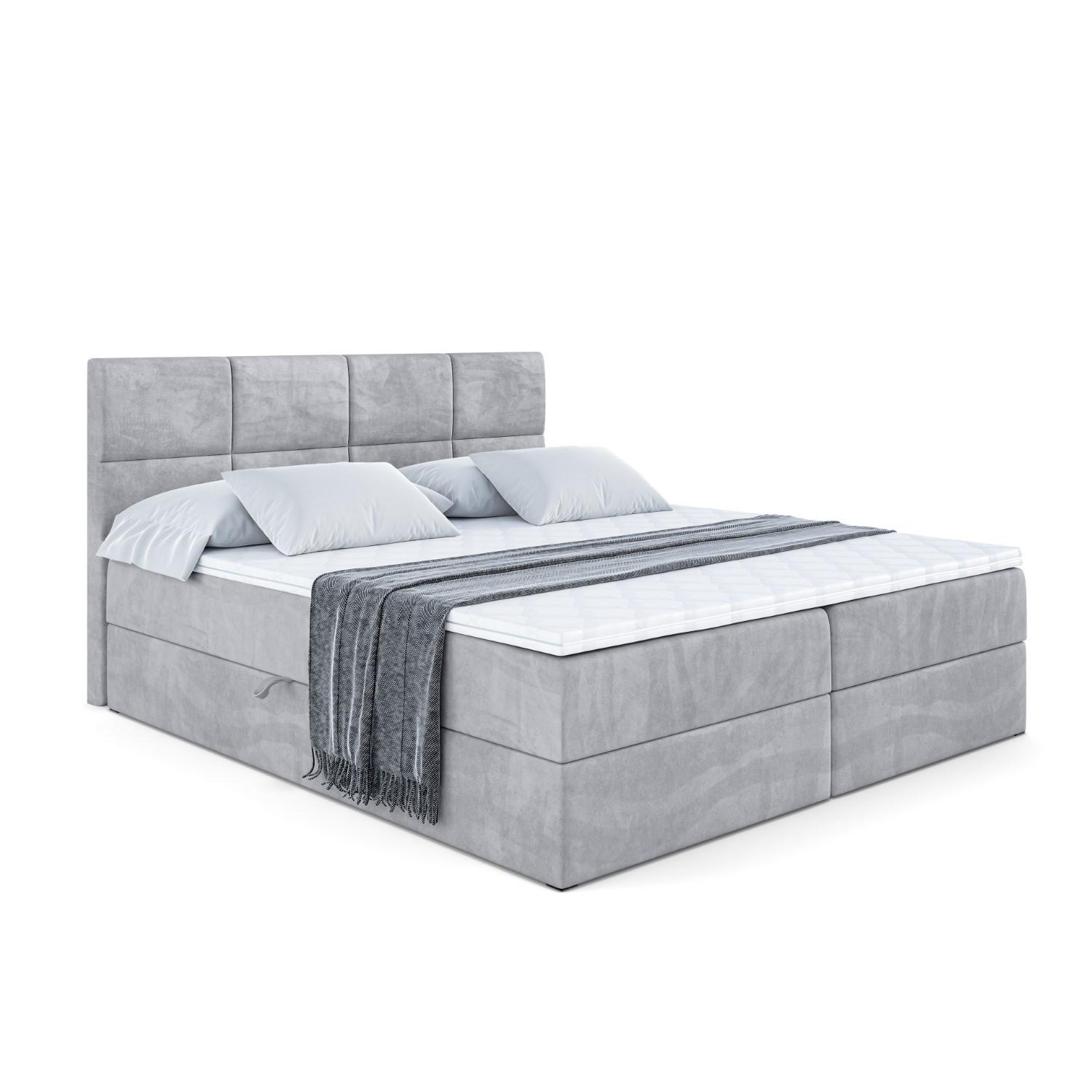 BOXBETT mit Matratze H3 und Lattenrost - ARDENI - 180x200 cm Hellgrau - Hellgrau, Holzwerkstoff (180/200cm) - ALTDECOR