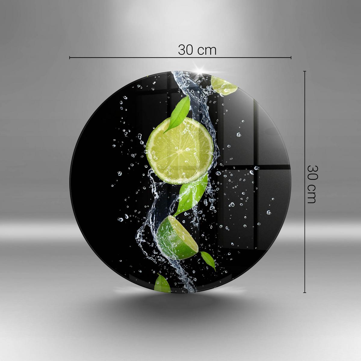 GLASPLATTE Ø 30 cm Saftige Limette im Wasser - Anthrazit, Glas (30/30cm) - Wallfluent