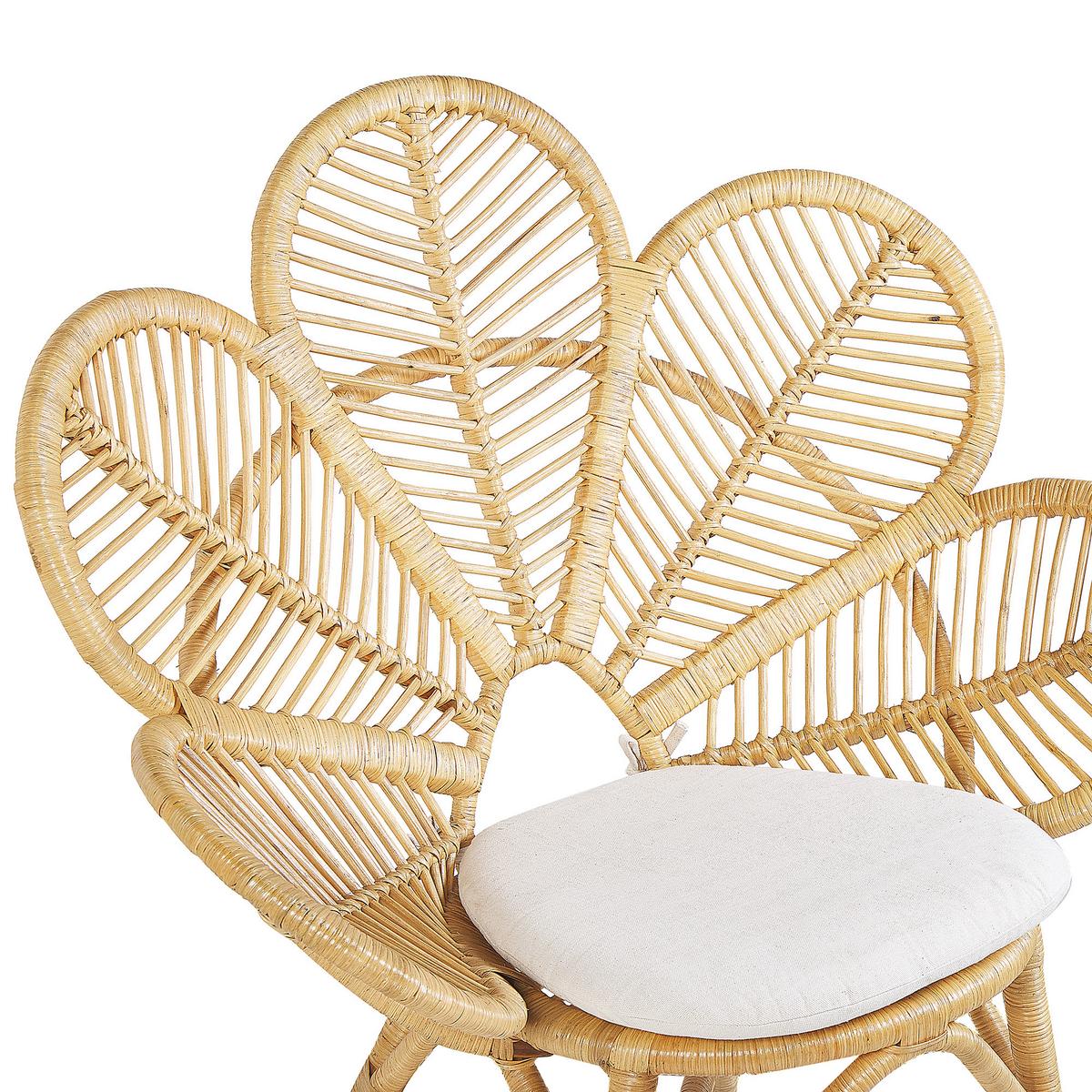 RATTANSTUHL natürlich Auflage beige Pfauform Florentine - Beige/Naturfarben, Naturmaterialien (95/107/68cm) - Beliani