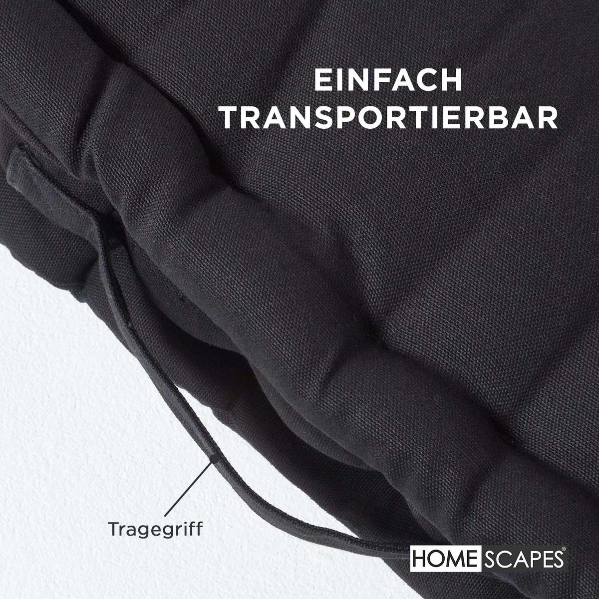 SITZKISSEN schwarz 40/40/8 cm – Bodenkissen unifarben - Schwarz, Textil (40/40/8cm) - Homescapes
