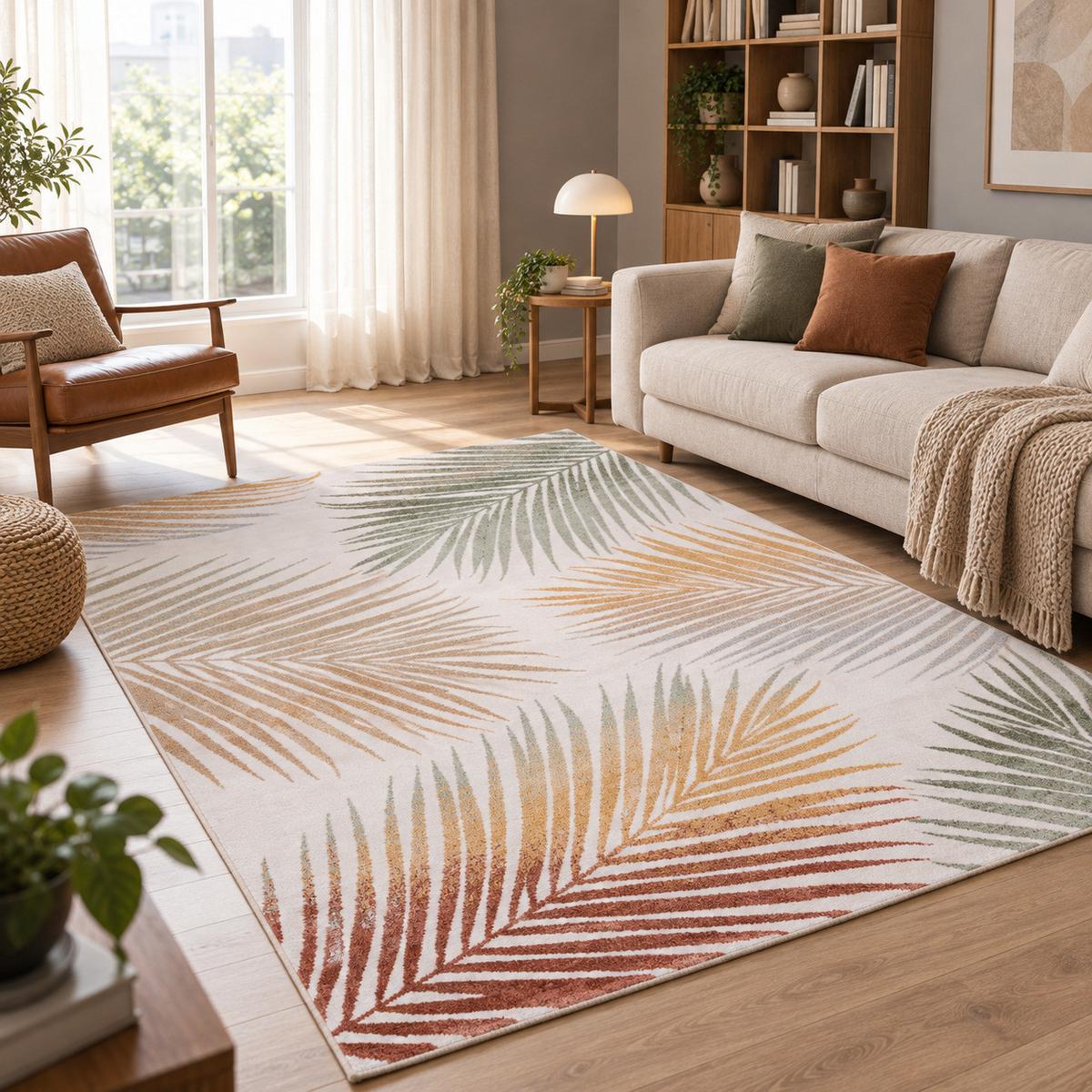 DESIGNER TEPPICH FARO TROPICAL BLÄTTER - Naturfarben, Textil (200/290cm) - Pergamon
