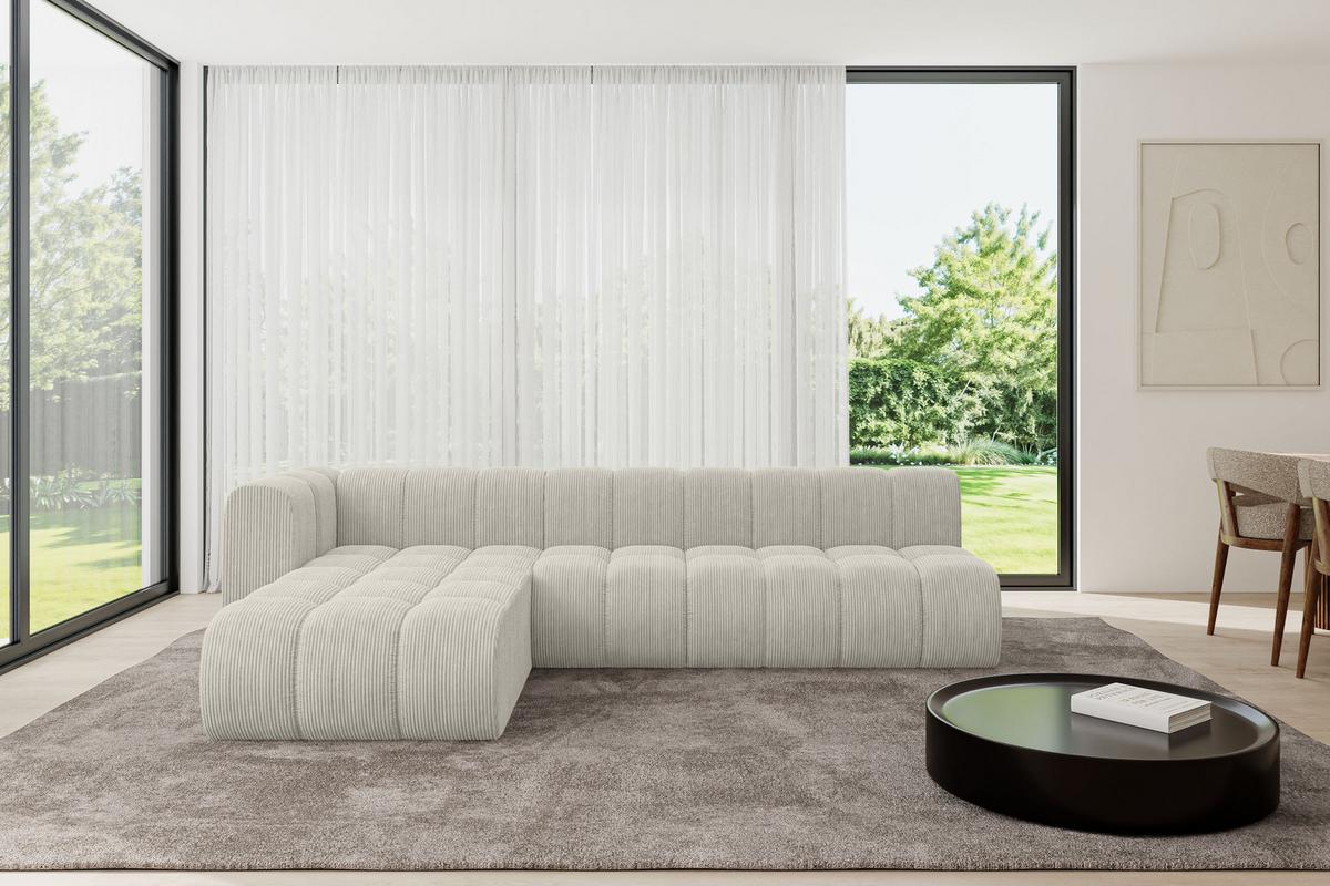 ECKSOFA modulares Sofa Darnel-L2 - 296x177x70 cm Creme - Hellgrau/Creme, Holzwerkstoff/Textil (296/177cm) - ALTDECOR