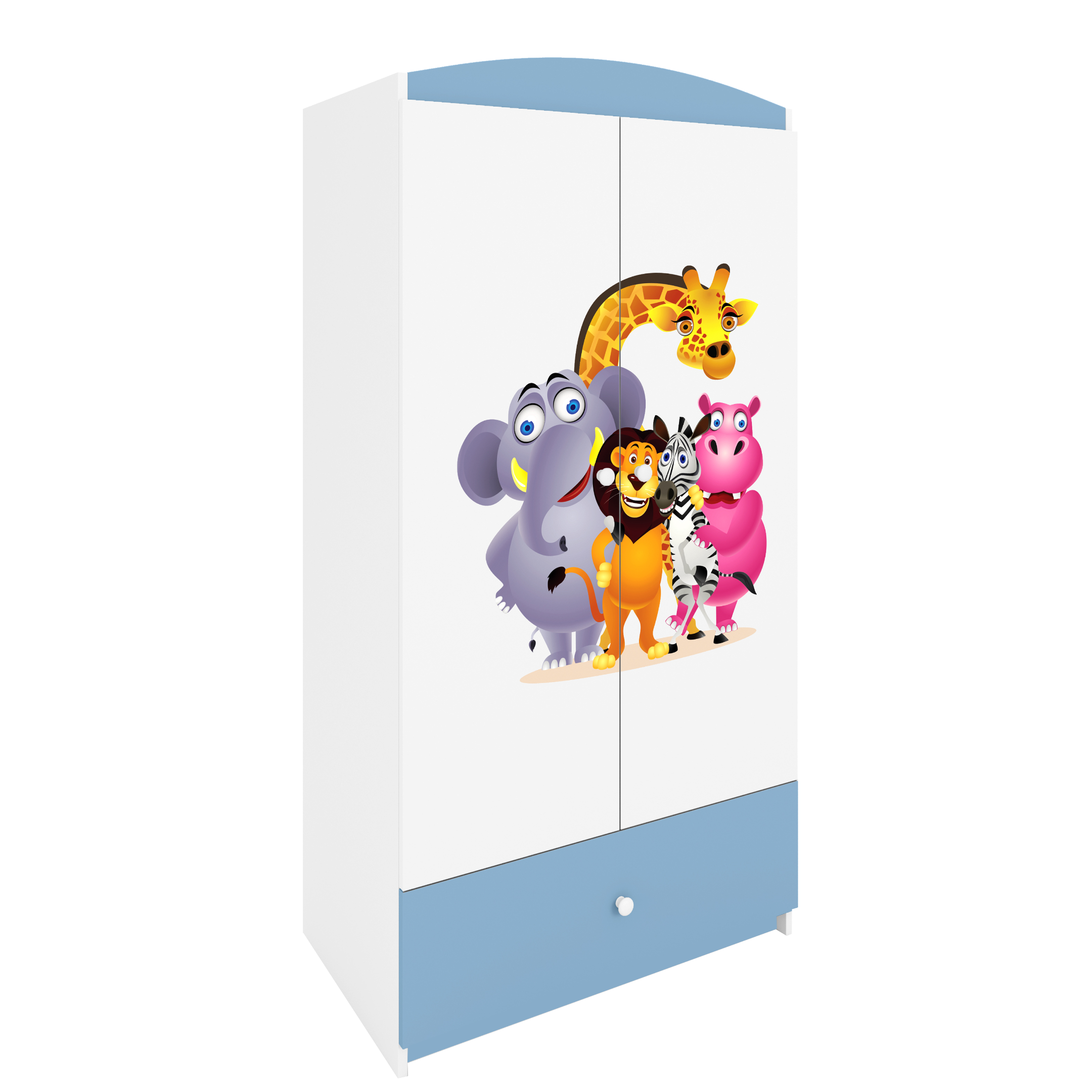 KINDERKLEIDERSCHRANK ZOO - Blau, Holzwerkstoff (90/175/52cm) - RAUMHIRSCH FURNITURE