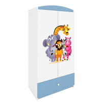 KINDERKLEIDERSCHRANK ZOO - Blau, Holzwerkstoff (90/175/52cm) - RAUMHIRSCH FURNITURE