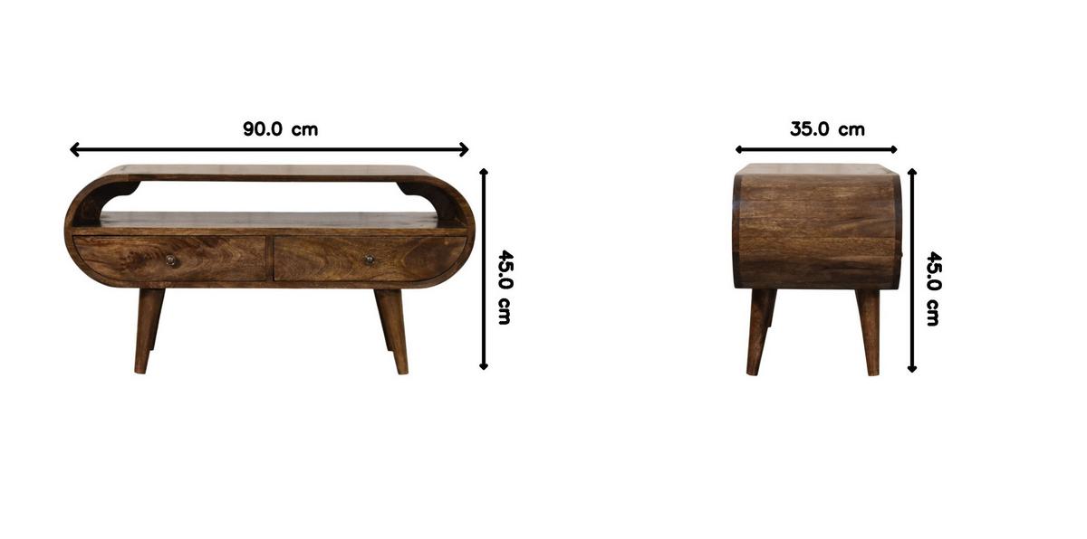 MEDIENMÖBEL Klassisches Grau-Finish, 2 Schubladen, 1 offenes Regal, Braun - Braun, Holz (35/45/90cm) - Artisan Furniture