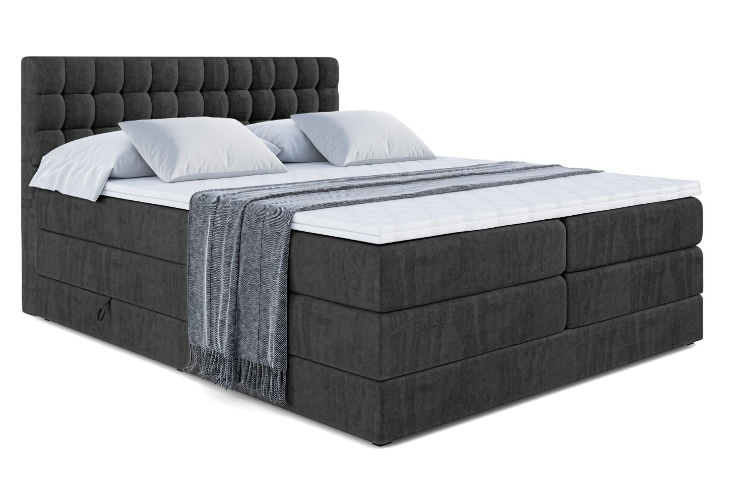 BOXSPRINGBETT VIONE KING - 140 x 200 - H3/H4 - Schwarz - Schwarz, Holzwerkstoff (140/200cm) - ALTDECOR