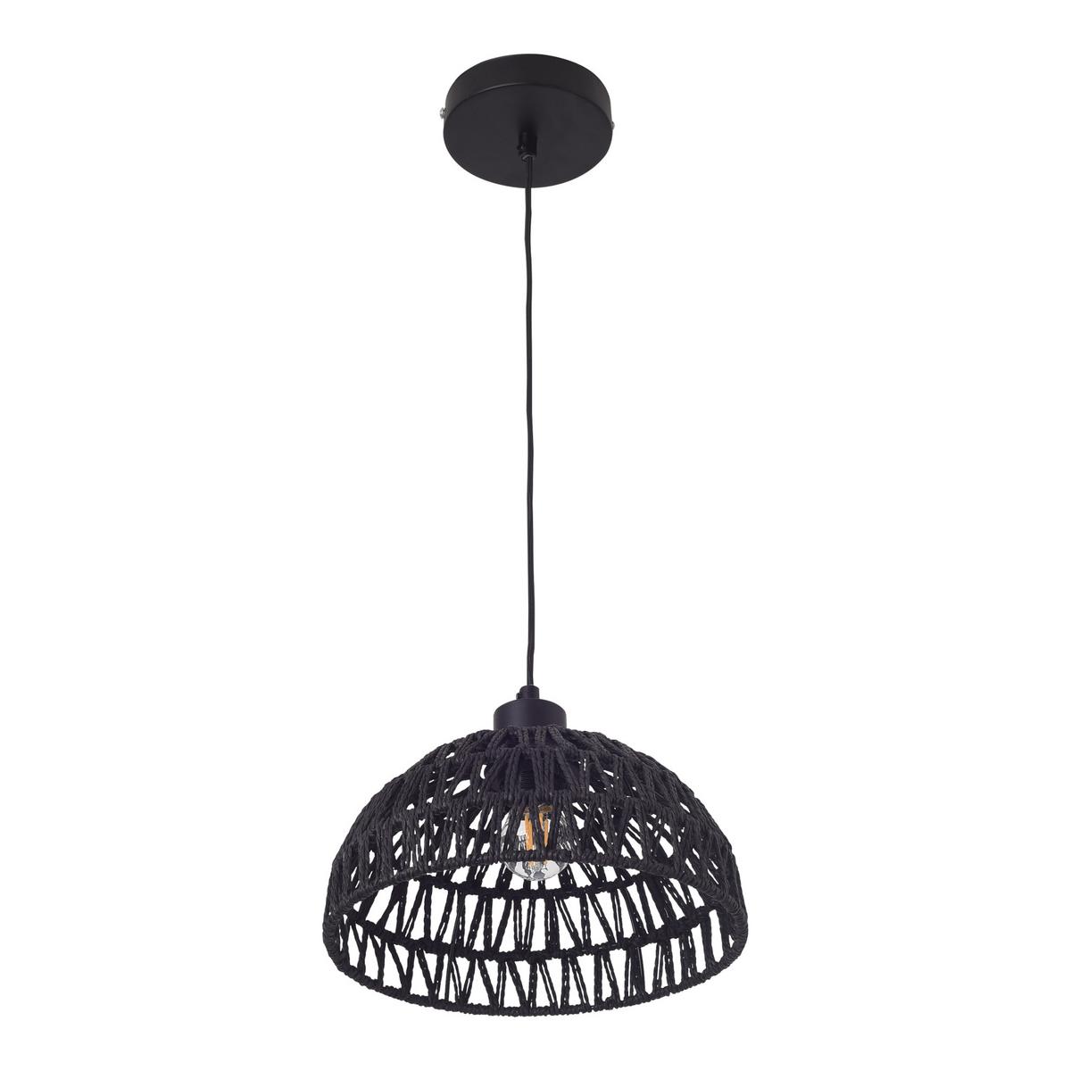 HÄNGELAMPE Alton - Schwarz, Naturmaterialen/Metall (25/25/156cm) - lux.pro