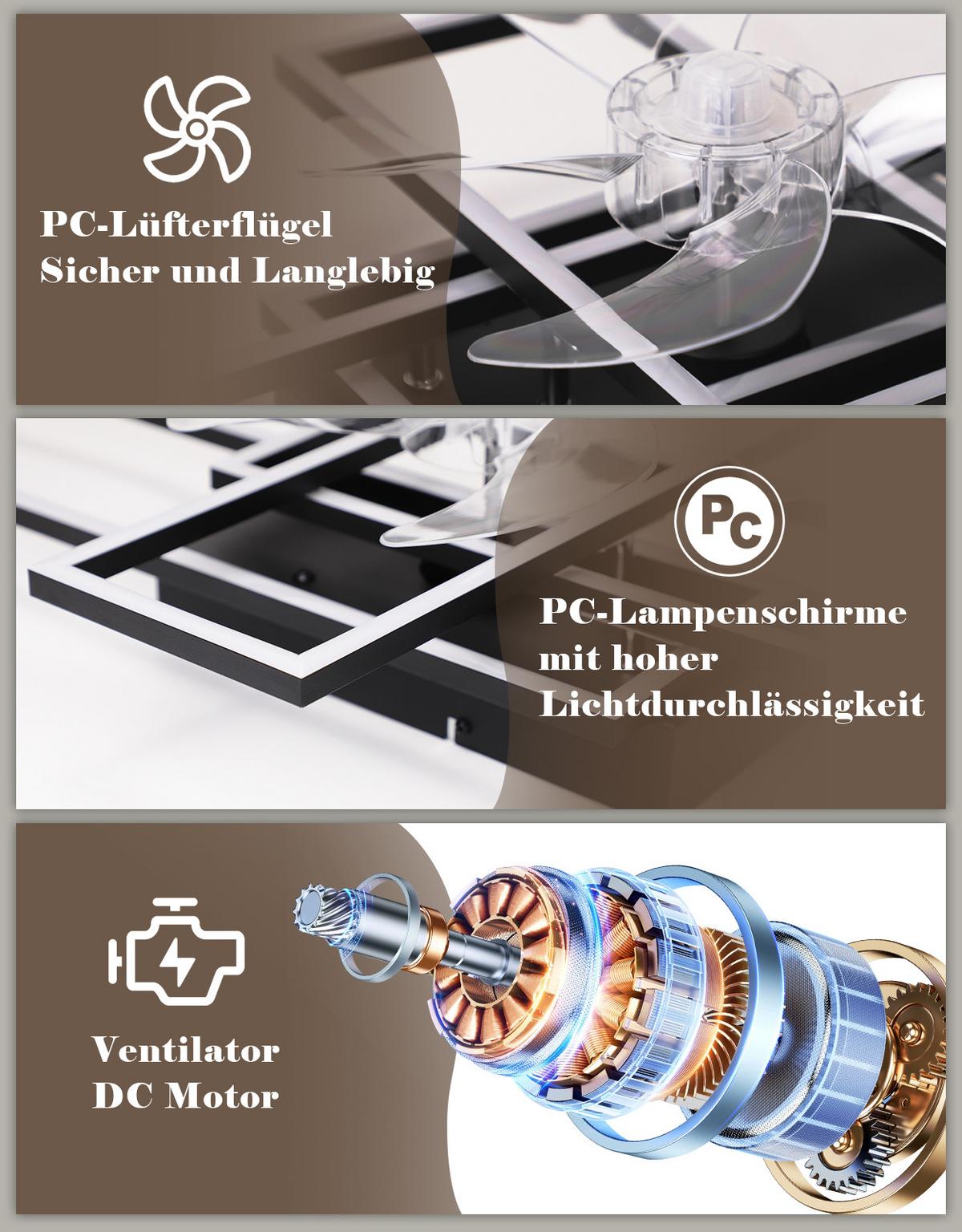 DECKENLEUCHTE mit Ventilator Neryn 94/42/15.5 cm - Schwarz, Kunststoff/Metall (94/42/15.5cm) - ZMH