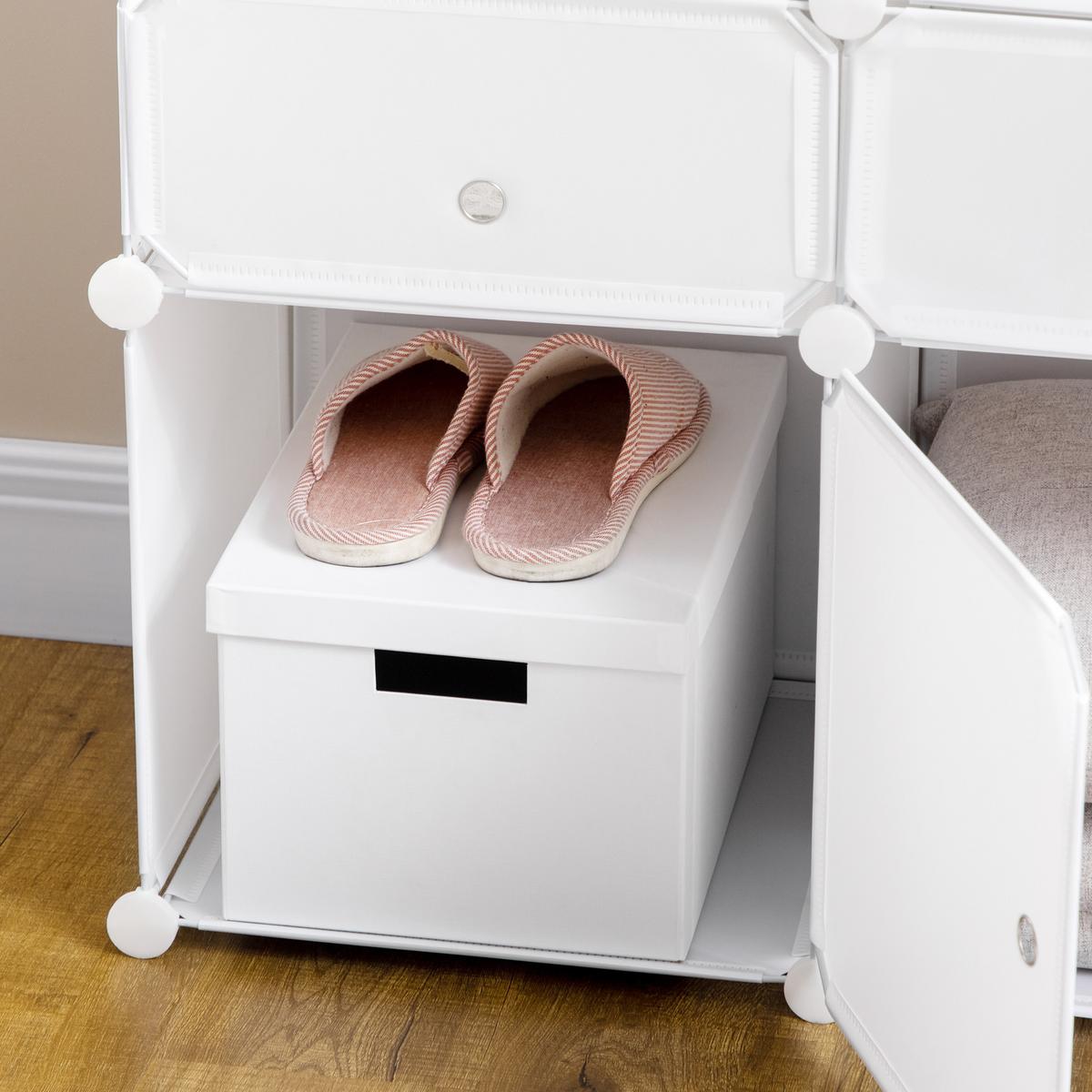 SCHUHSCHRANK, Kunststoff, Stahl, Weiß - Weiß, Kunststoff (37/73/75cm) - HOMCOM