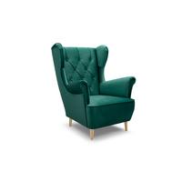 SESSEL TIBER, Polstersessel Glamour Loungesessel, Velours-Stoff Grün - Grün, Holz/Holzwerkstoff (75/104/85cm) - MASSENO