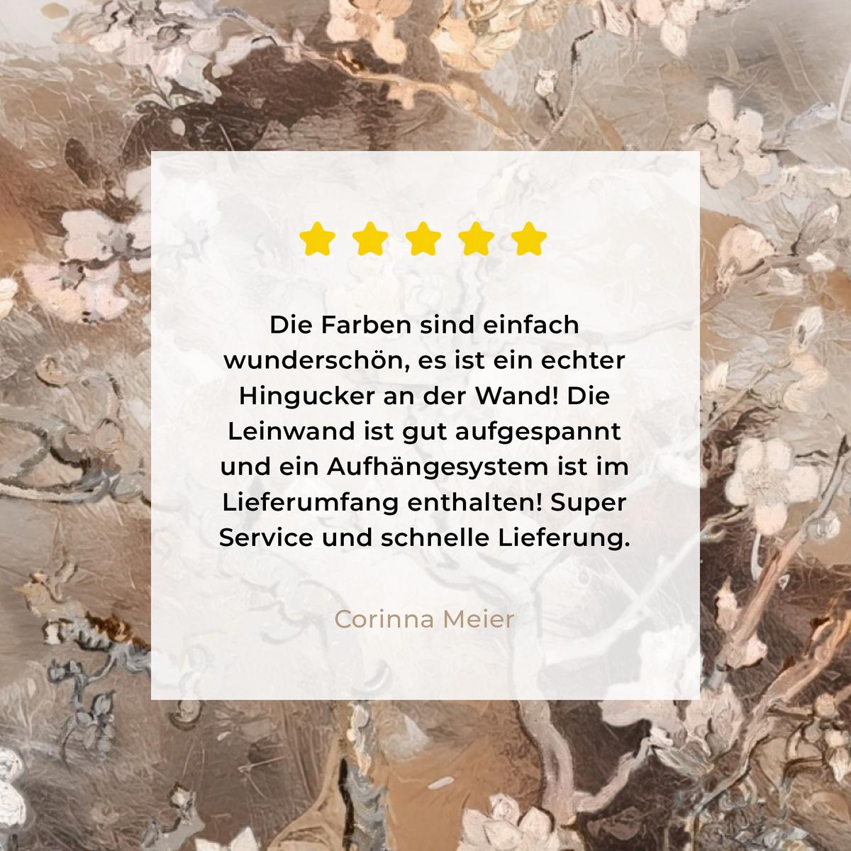 LEINWANDBILD Mandelblüte - Kunst - Van Gogh - Beige - Abstrakt Deko Wohnzimmer 20x20 cm - Braun, Textil (20/20cm) - MuchoWow