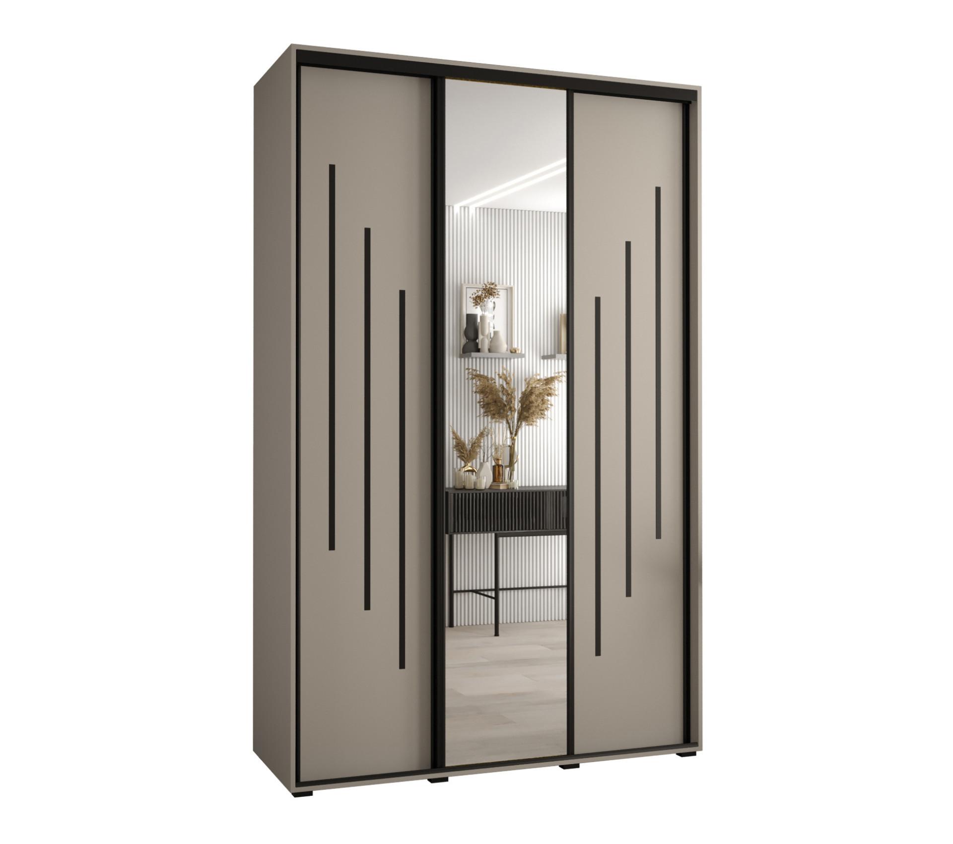 SCHWEBETÜRENSCHRANK 235,2/160/45 2-türig - Kaschmir/Schwarz, Holz/Metall (160/235.2/45cm) - MÖBEL KRYSPOL