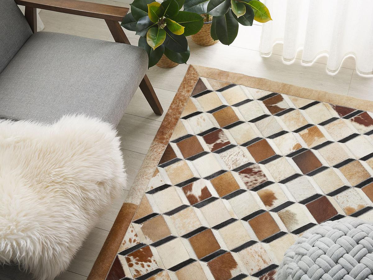 PATCHWORK-TEPPICH Serinova 200/140 cm - Braun, Fell (140/200cm) - Beliani