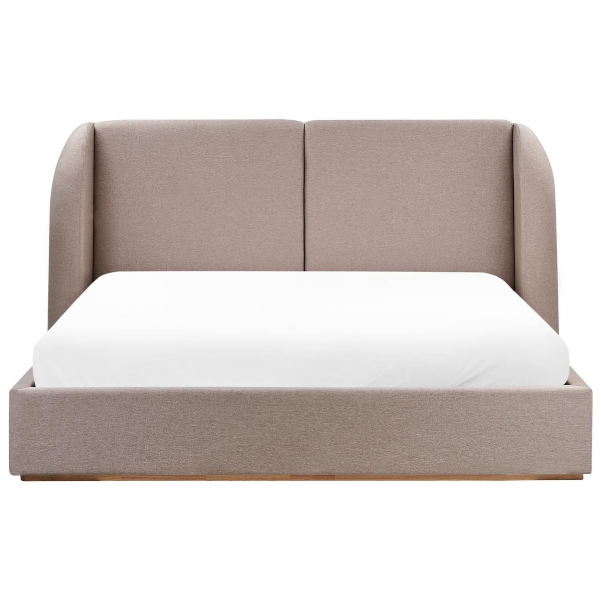 BETT mit Stauraum 180/200 cm Stoff Taupe Monestier - Taupe, Textil (180/200cm) - Beliani