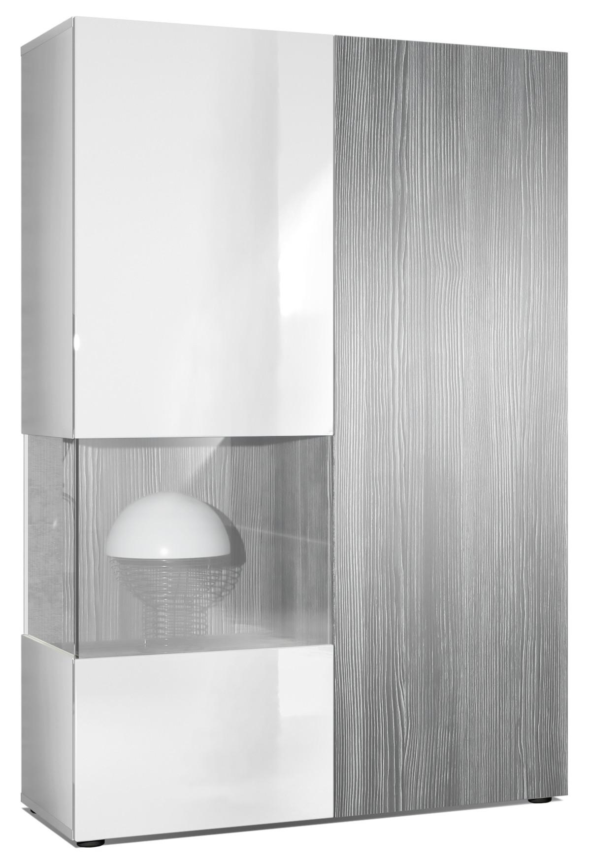 VITRINE Morena Tür und Einsatz in Avola-Anthrazit - Anthrazit, Holzwerkstoff (91.5/136.5/37cm) - Vladon