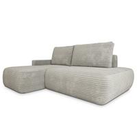 ECKSOFA AVINI T L-S Hellgrau Kordstoff mit Schlaffunktion - Hellgrau, Holzwerkstoff/Textil (277/160cm) - MASSENO