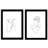 POSTER Set Mit 2 Single-Line Frau Rückenhintern A4 Rahmenlos - Klar, Papier (29.7/5/21cm) - Nacnic