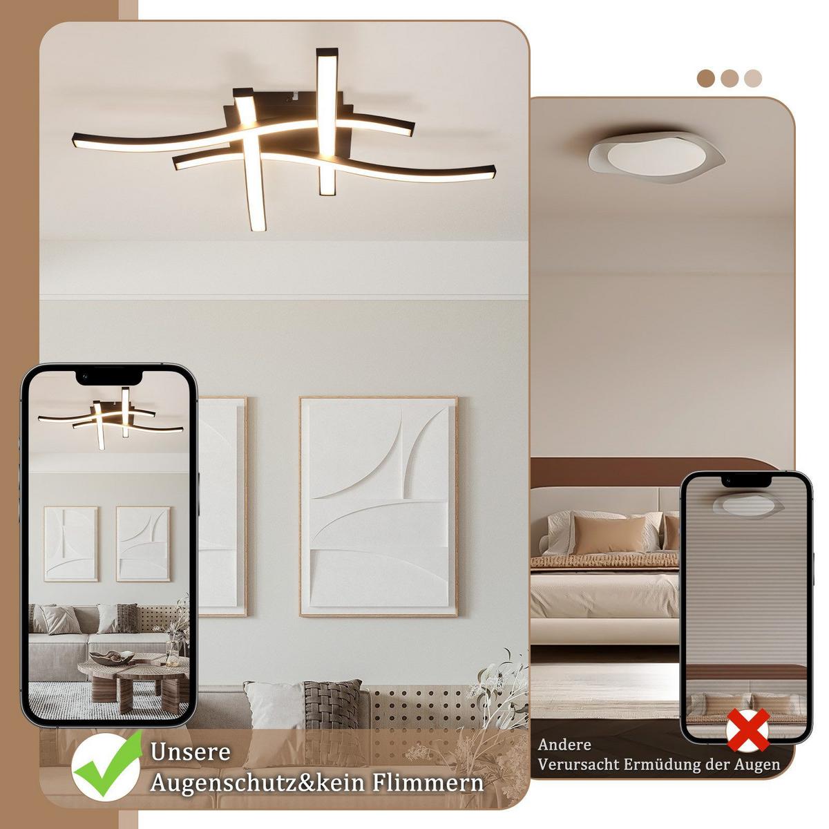 LED-DECKENLEUCHTE Fulbright 42.5/42.5/7 cm - Schwarz, Metall (42.5/42.5/7cm) - Nettlife