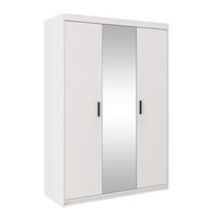KLEIDERSCHRANK Storicos Weiß 133/190,5/53 cm - Modern mit Spiegel 3-türig - Weiß, Holzwerkstoff/Kunststoff (133/190.6/53cm) - AX Living
