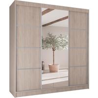 SCHWEBETÜRENSCHRANK Vilo II 200/61/215 eiche sonoma+silber - Silberfarben/Sonoma Eiche, Holzwerkstoff (200/215/61cm) - Beautysofa