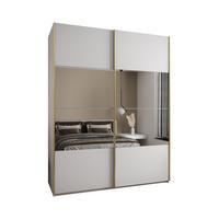 SCHWEBETÜRENSCHRANK 245,5/190/64 2-türig - Goldfarben/Weiß, Holz/Metall (190/245/64cm) - Abiks Möbel