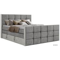 BOXSPRINGBETT ALNOR KING DUO 140/200 - Hellgrau Velvet - Topper Visco - H3 - Hellgrau/Schwarz, Kunststoff/Textil (140/200cm) - MKS