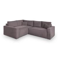 ECKSOFA ERONIS L-S Lila Velours-Stoff mit Schlaffunktion - Lila, Holz (265/194cm) - MASSENO