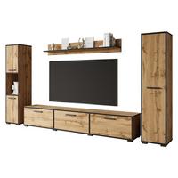 WOHNWAND Bogota XL - Schwarz/Braun, Holzwerkstoff/Kunststoff (180/30/31cm) - MIRJAN24