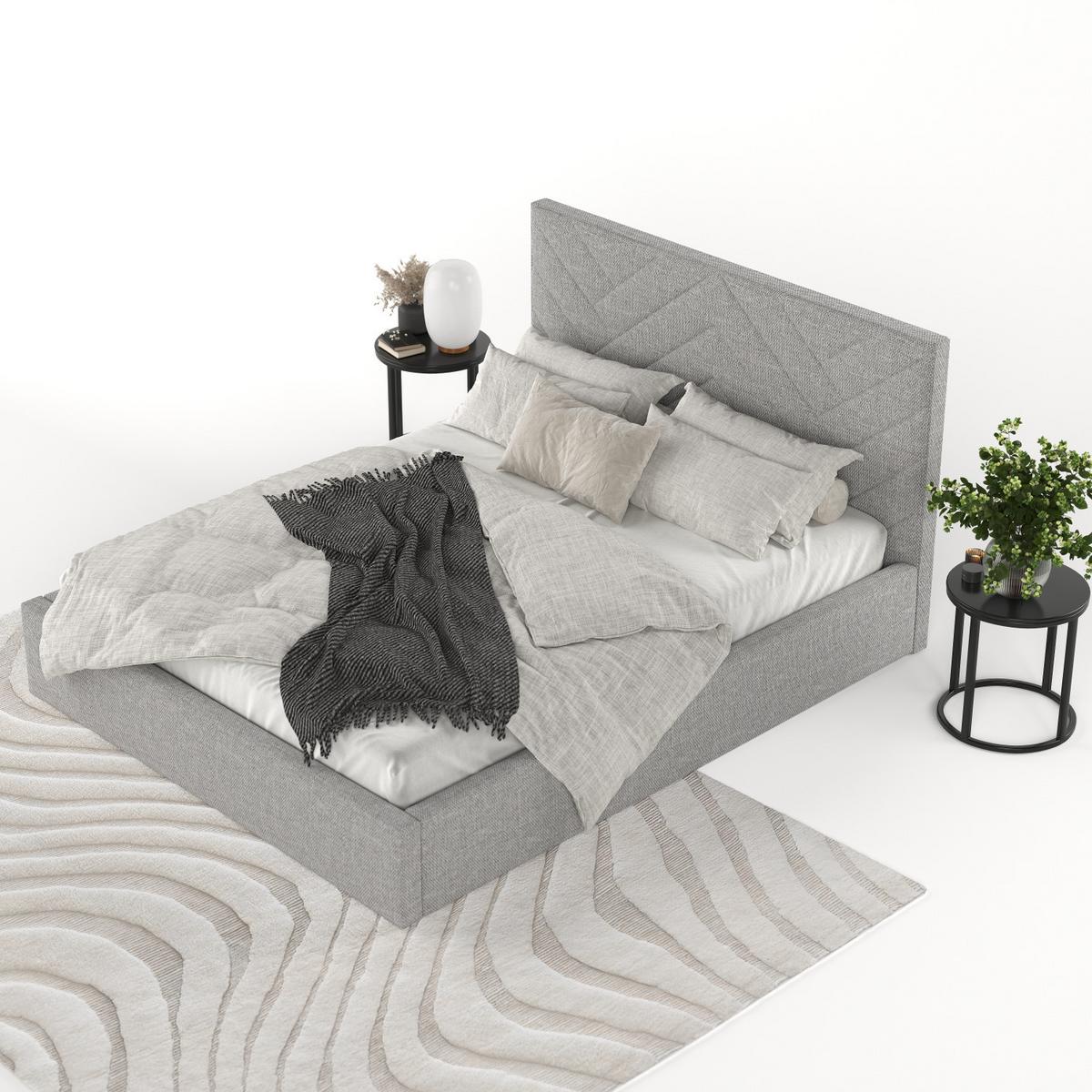 POLSTERBETT Arco 180/200 cm Hellgrau im Inari Stoff - Hellgrau/Schwarz, Holz/Holzwerkstoff (180/200cm) - AltaBeds