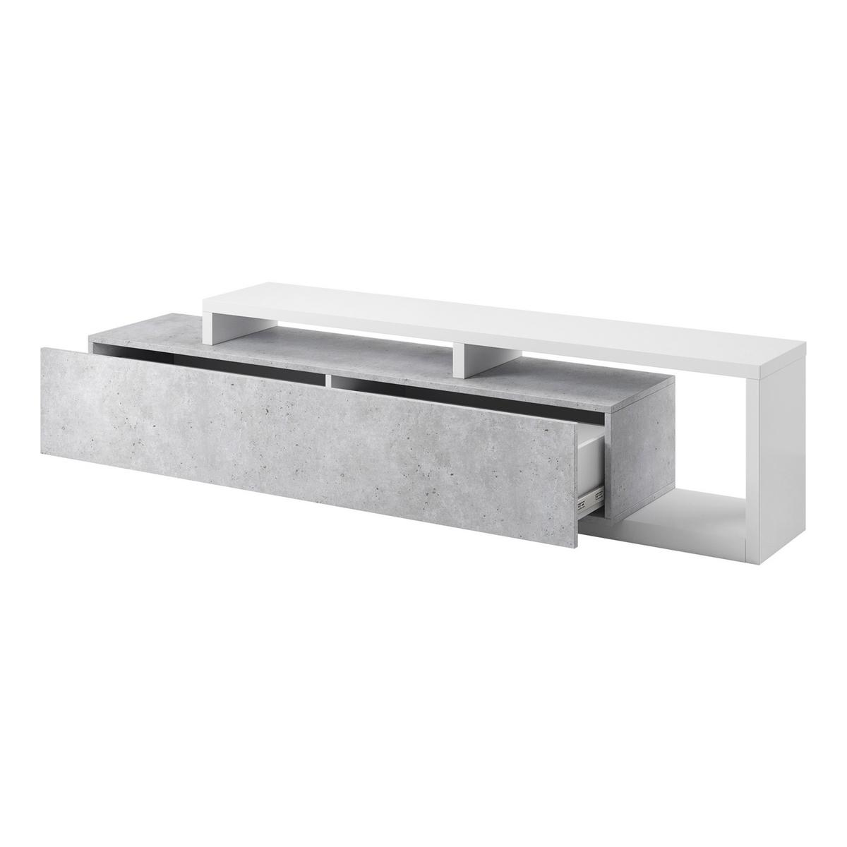 LOWBOARD BOTTEGA 219x45x52 cm mit 2 Schubladen Weiß - Hellgrau/Weiß, Holzwerkstoff (219/52/45cm) - MASSENO