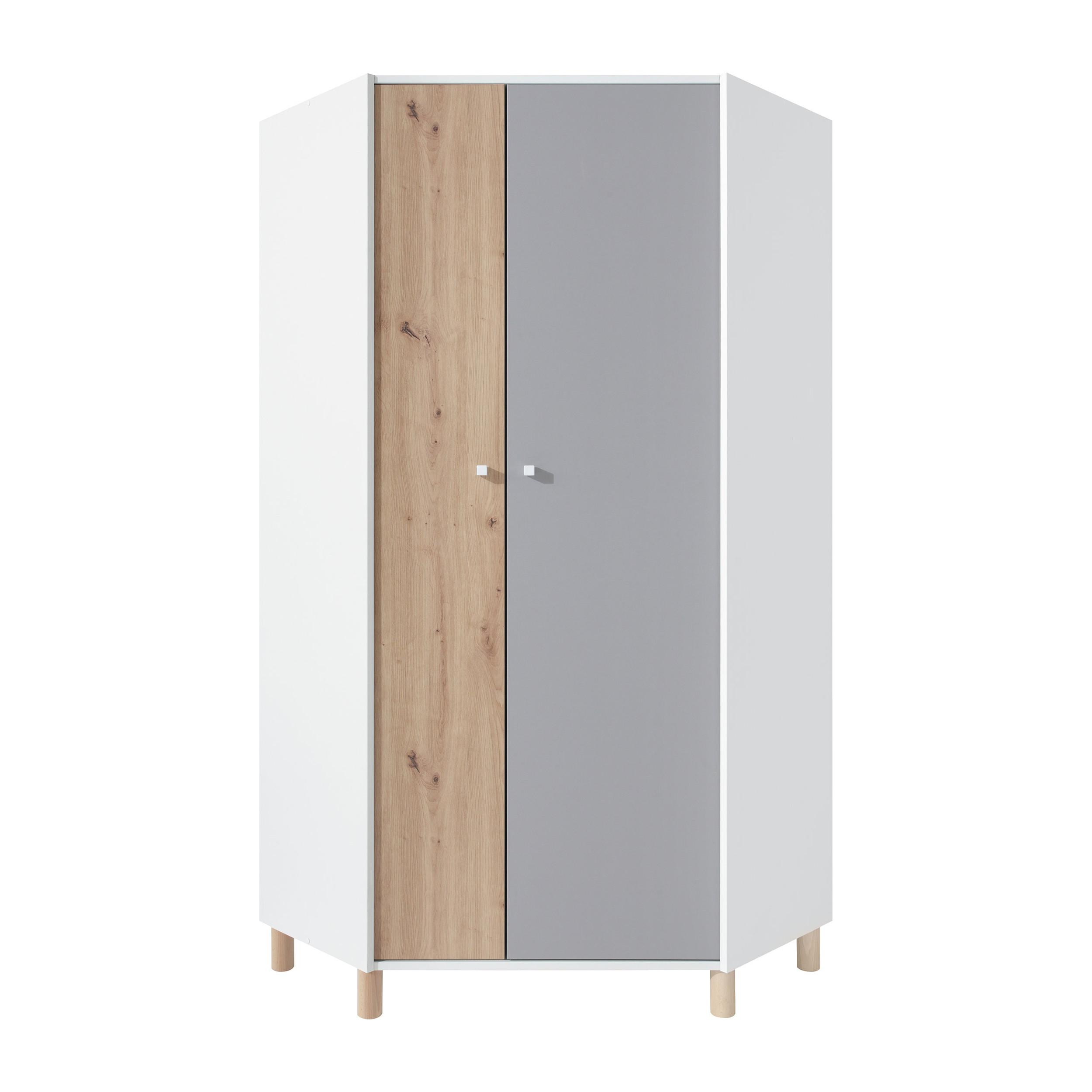 DREHTÜRENSCHRANK Figo mit 2 Türen - Weiß/Eiche Artisan, Holzwerkstoff (90/190/90cm) - Beautysofa