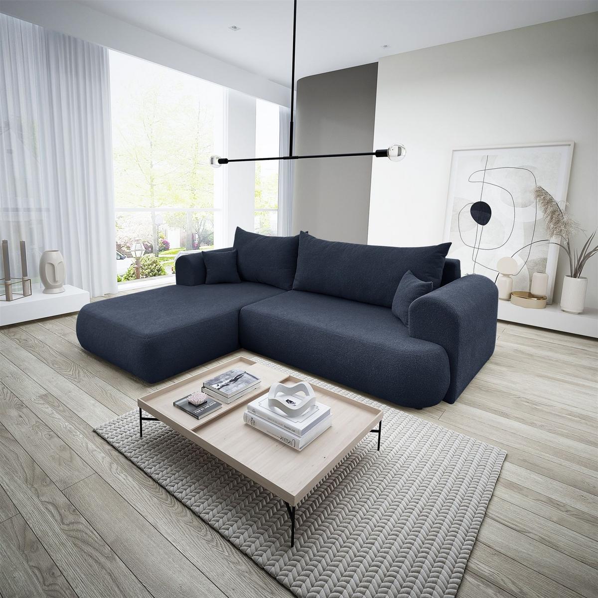 ECKSOFA Anike In Now Or Never - Dunkelblau, Holzwerkstoff/Textil (260/173cm) - Fun Möbel