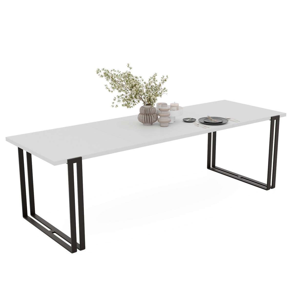 TISCH ausziehbar aus MDF, Weiß - Schwarz/Weiß, Holzwerkstoff (140/80/76cm) - Idohome