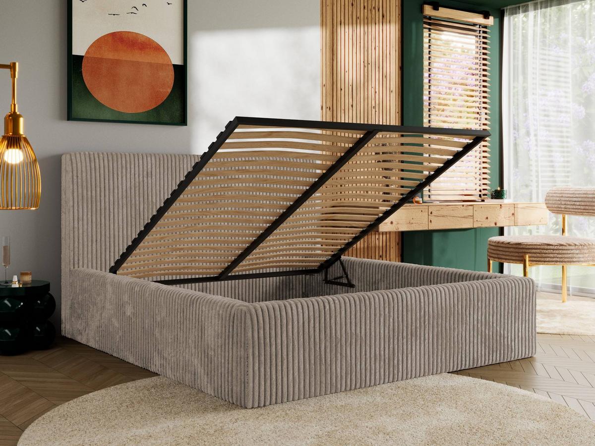 POLSTERBETT TILIANO CLASSIC 200/200 - Hellbraun Cord - Multipocket-Matratze - Hellbraun, Textil (200/200cm) - MKS