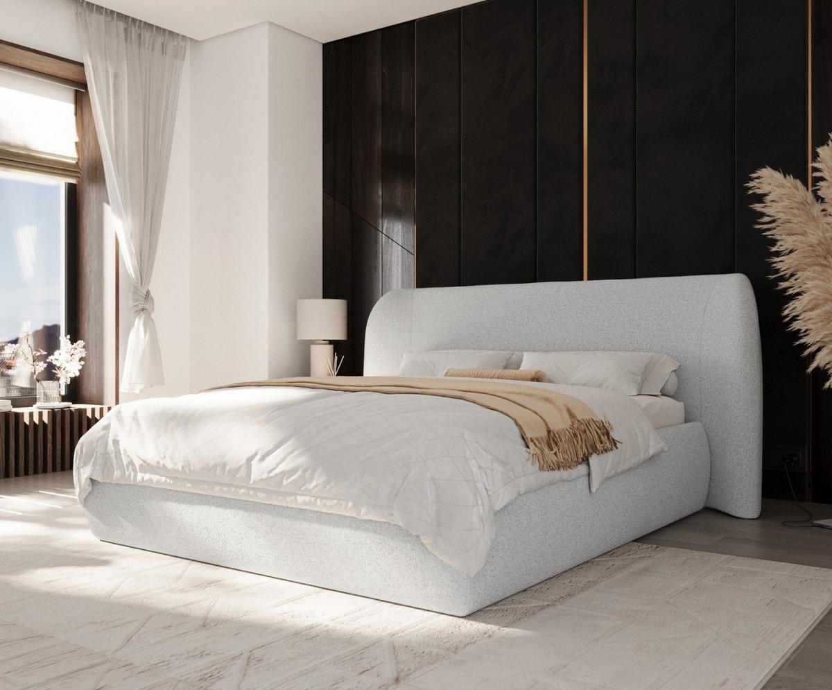 POLSTERBETT Bellano mit Stauraum 200/200 cm Hellgrau im Riva Stoff - Hellgrau/Schwarz, Holz/Holzwerkstoff (200/200cm) - AltaBeds