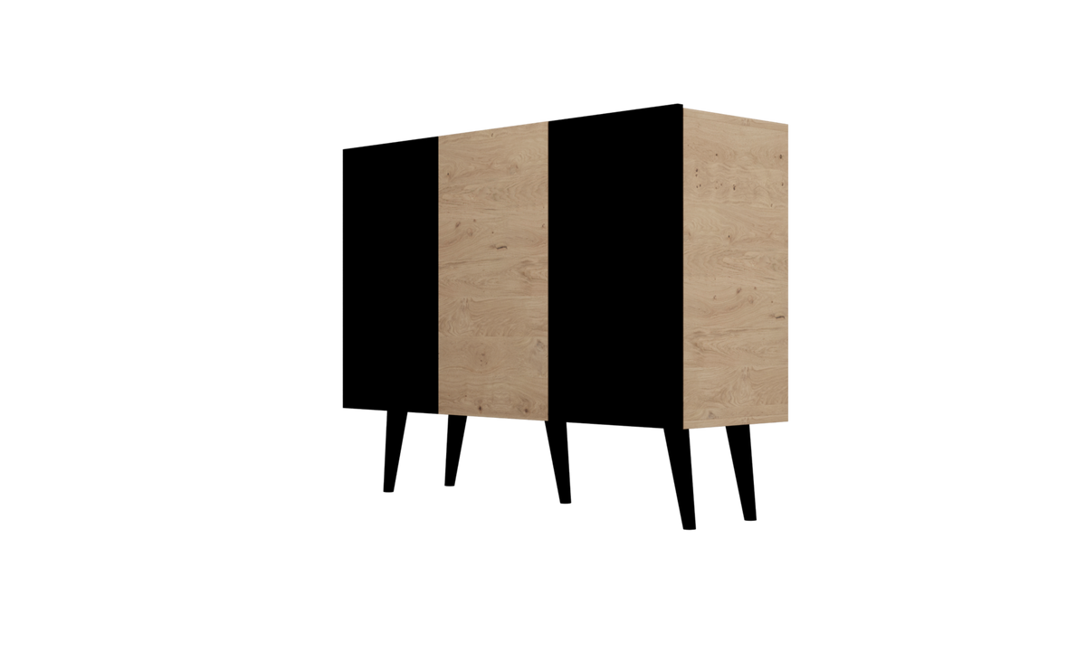 KOMMODE Toronto Schwarz, Eiche 39,9/95,5/120 - Schwarz, Holzwerkstoff (40/96/120cm) - RAUMHIRSCH FURNITURE