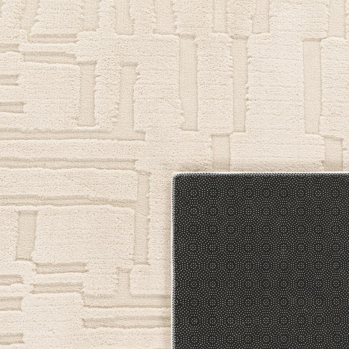 KURZFLORTEPPICH, mit Struktur, aus Polyester, Florhöhe 12 mm, Creme, 120 x 160 cm - Beige, Textil (160/120cm) - KADIMA DESIGN