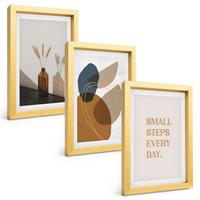 BILDER SET 3er Set - 20x30 cm Goldrahmen - Set abstrakter Formen - Goldfarben, Kunststoff (20/30cm) - TULUP
