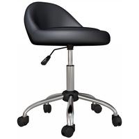 ROLLHOCKER Höhenverstellbarer Arbeitshocker 63-83 cm Drehhocker mit Rädern - Schwarz, Leder (35/83/35cm) - HOMCOM