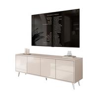 TV-SCHRANK SANAYI Kaschmir Hochglanz – schräge silberne Beine - Kaschmir, Holzwerkstoff (156/54/38cm) - Lookway